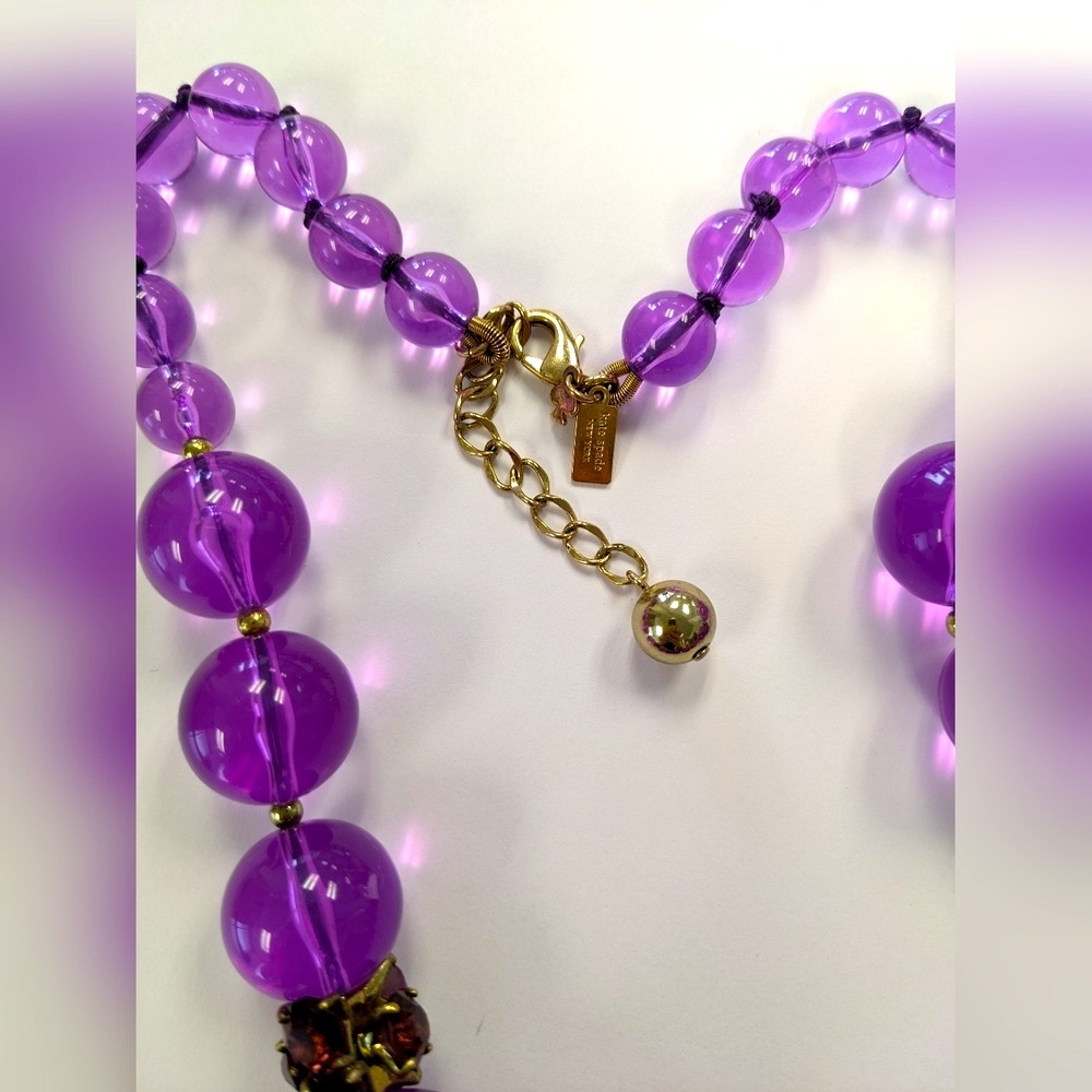 Kate Spade Chunky Purple LUCITE & Crystal Necklace Like New - Picture 8 of 12